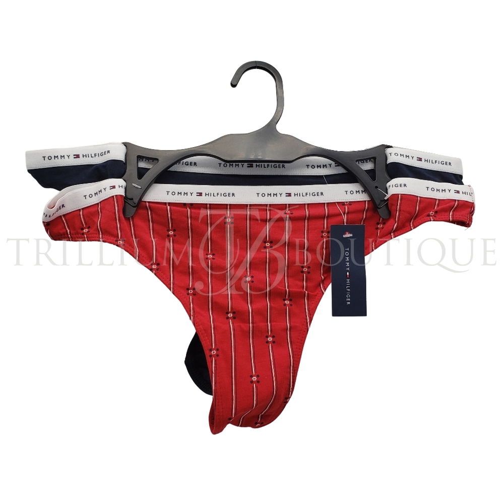 Tommy Hilfiger Women's Thongs XL 2 Pairs NWT Red & Blue